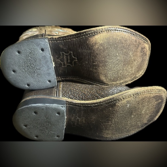 Good Used Old West Boys Cowboy Boots Sz4 big boys - Picture 6 of 10